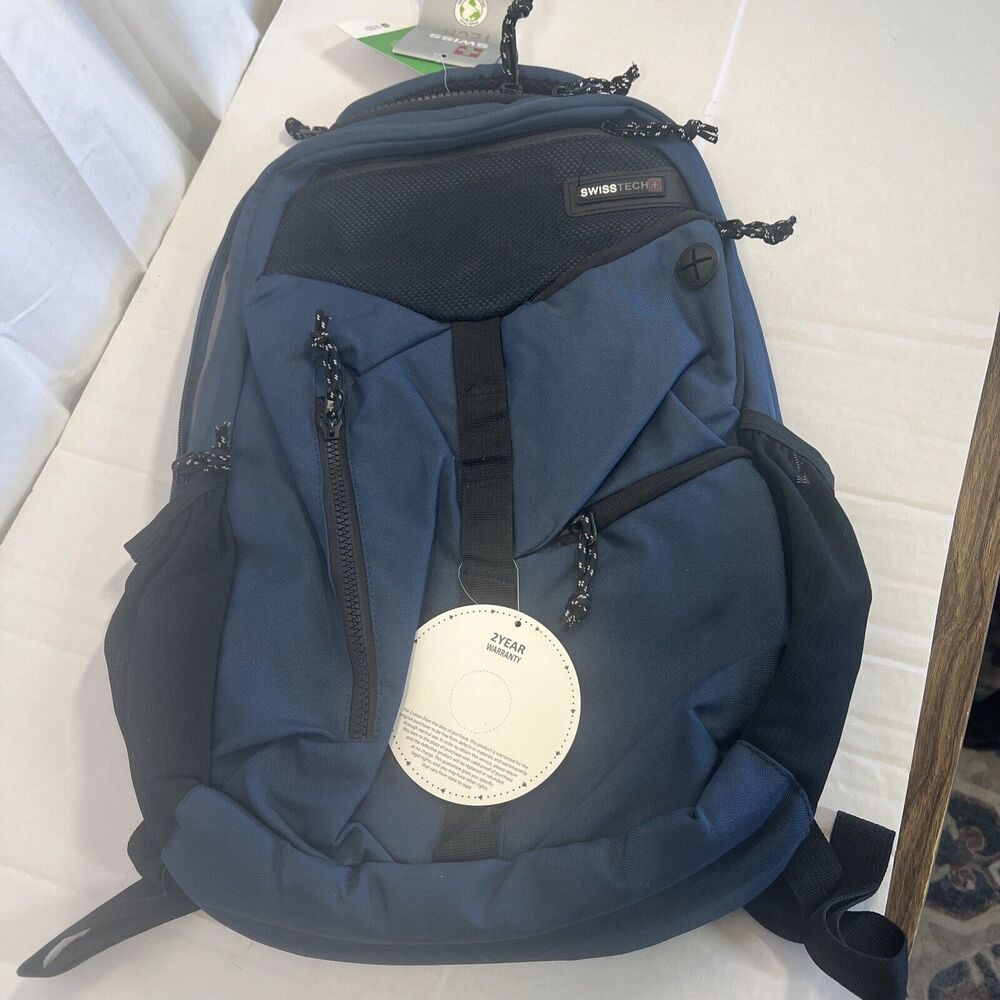 NWT Swiss Tech Navy‎ Blue Tactical Backpack Power Pocket Gorpcore Techwear